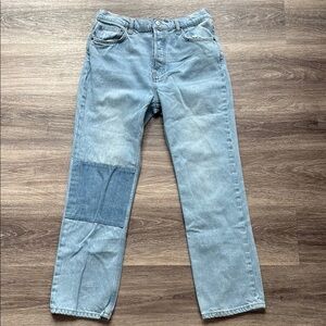 Reformation Patchwork Jeans Light Blue Cropped Denim Womens Ankle Size 30